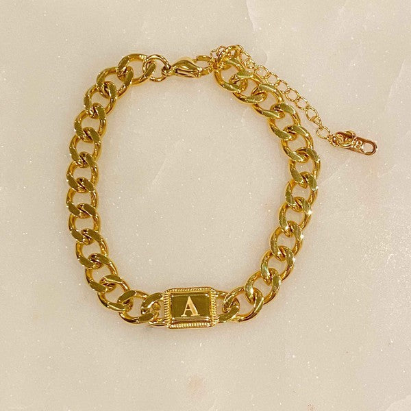 Uptown Cuban Chain Initial Bracelet