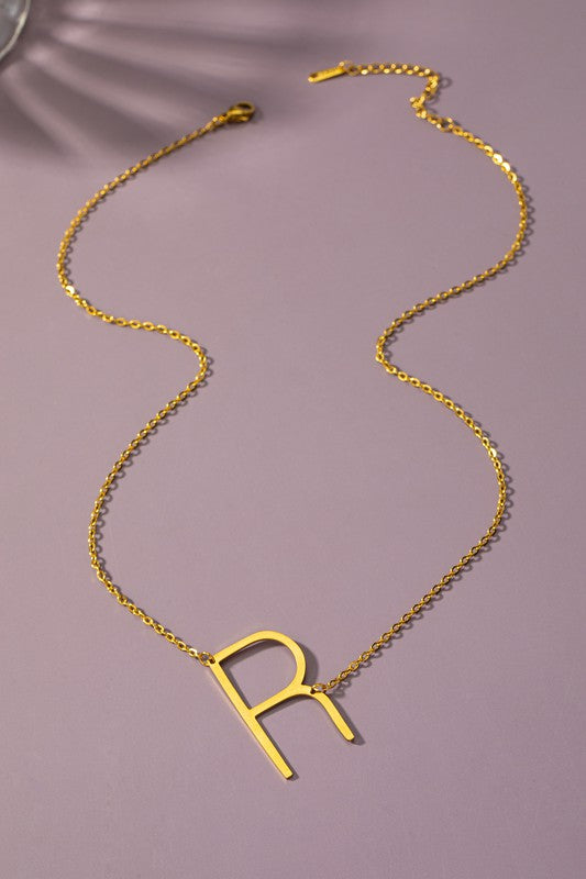 Large stainless steel initial pendant necklace * Online only-ships from warehouse