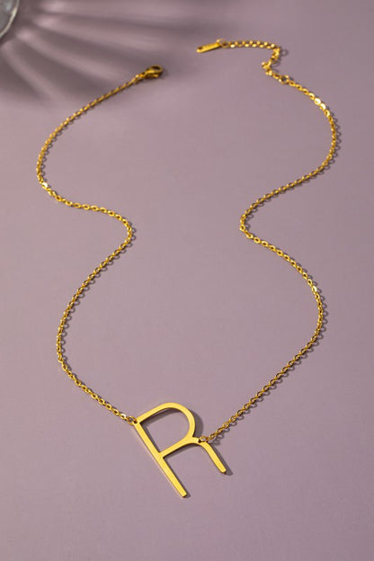 Large stainless steel initial pendant necklace * Online only-ships from warehouse
