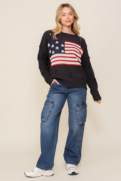 Distressed USA Logo Sweater