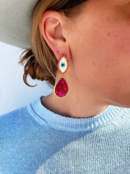 Harper Earrings **MISSING ONE ORANGE STONE