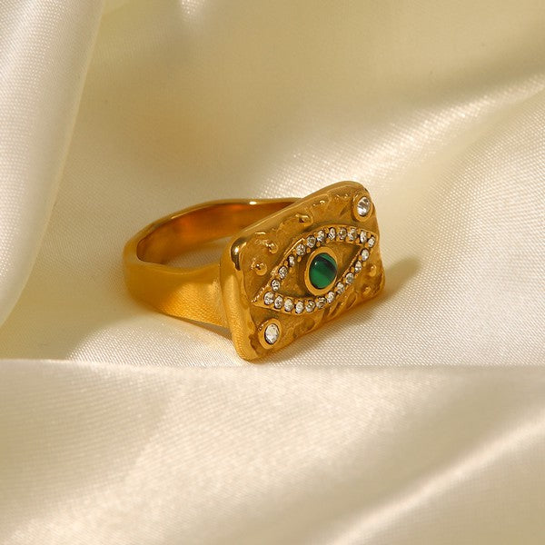 18K gold-plated zircon square ring