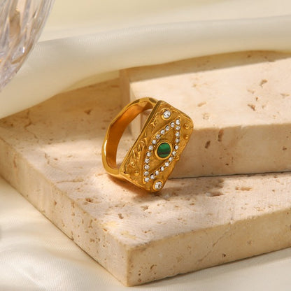 18K gold-plated zircon square ring