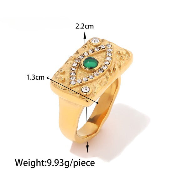 18K gold-plated zircon square ring