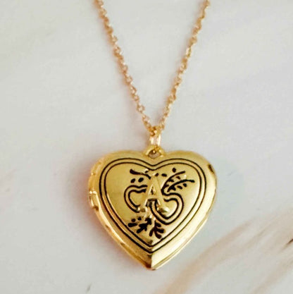 Nostalgic Heart Initial Open Locket Necklace * Online only-ships from warehouse