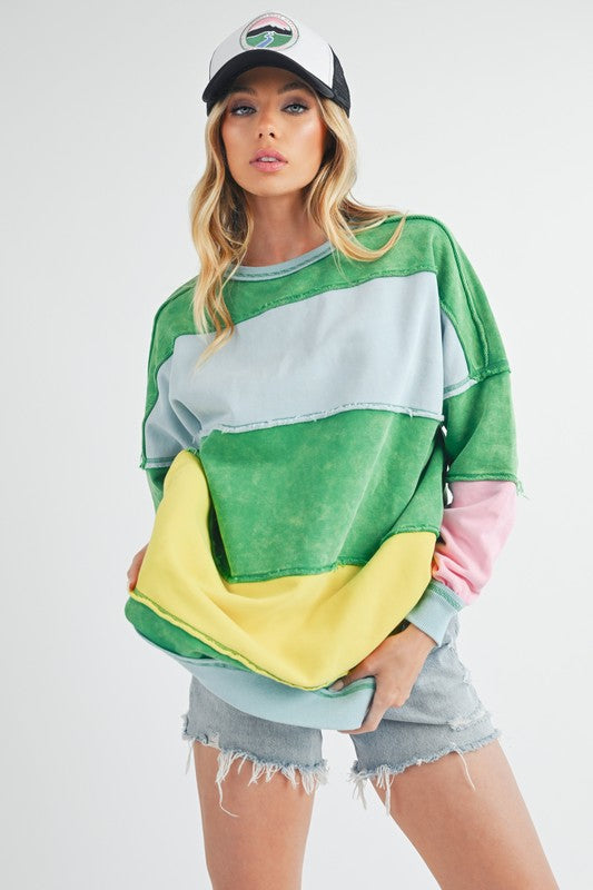 Rugby Color Block Stripe Sweatershirt