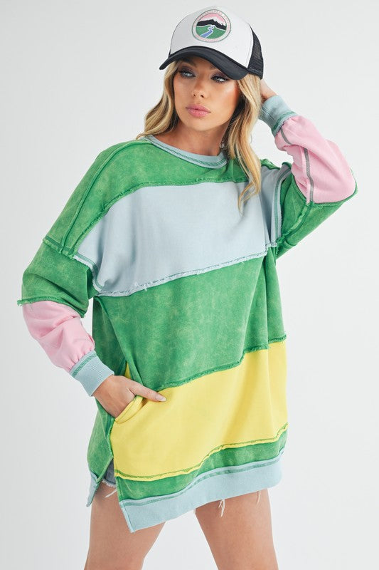 Rugby Color Block Stripe Sweatershirt