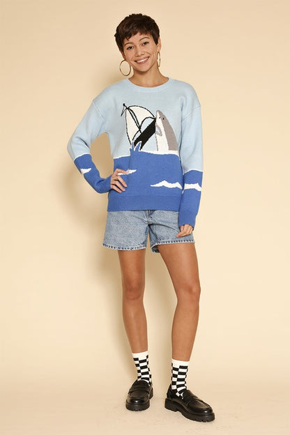 Shark attack knit sweater