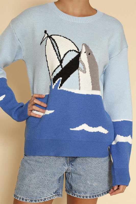 Shark attack knit sweater