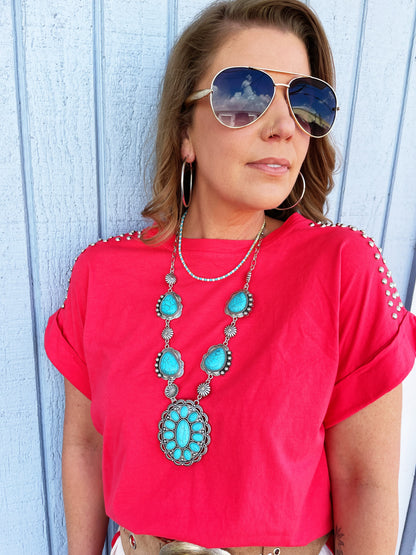 Alice Tee in Red with Studs