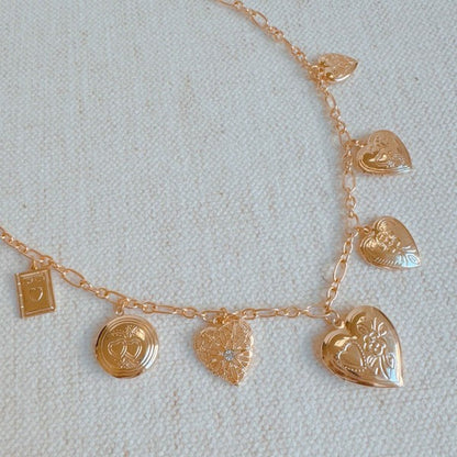 Heart Lockets Multi Charm Necklace