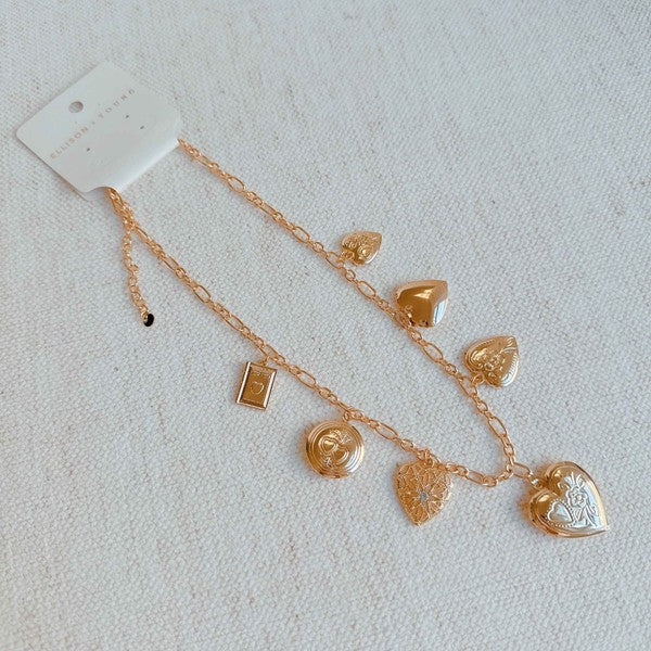 Heart Lockets Multi Charm Necklace