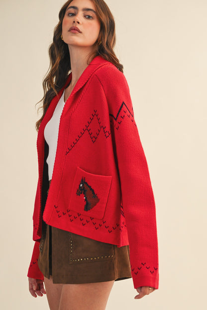 Horse Knit Sweater Cardigan
