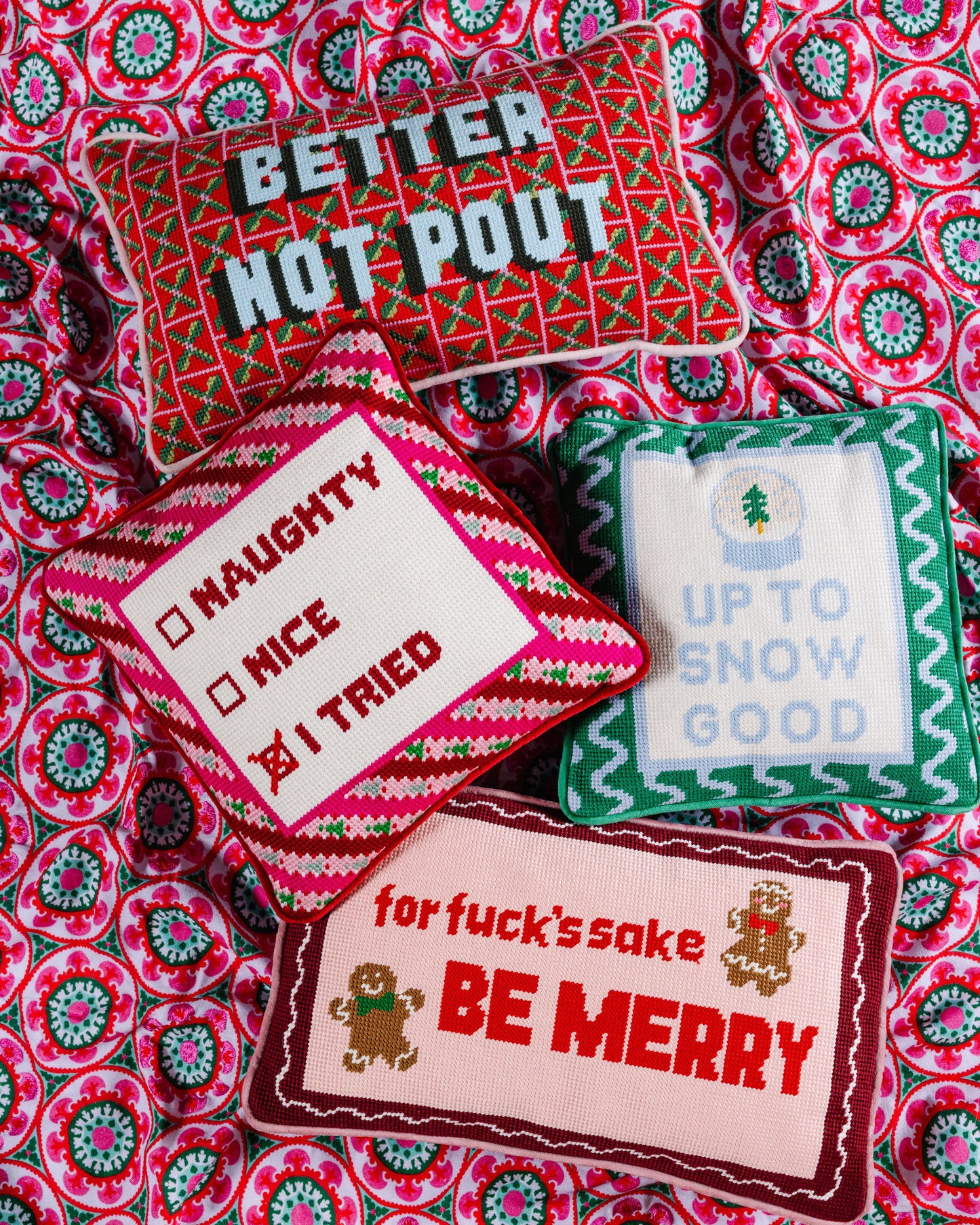 Be Merry Needlepoint Pillow