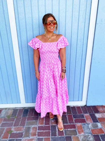 Pink Block Flutter Sleeve