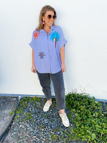 Ericka Top- Dark Blue