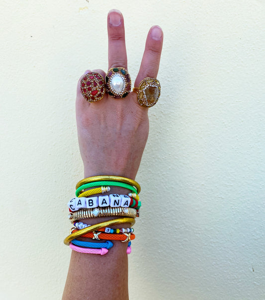 Taupe with Multi Color Ring