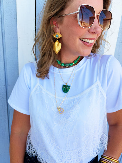 Linda Lace Layered Tee in White