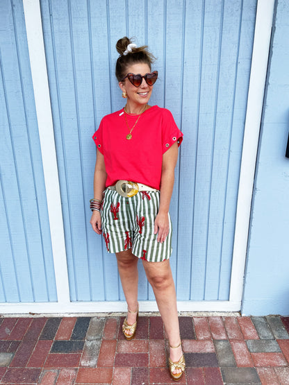 Alice Tee in Red Grommets