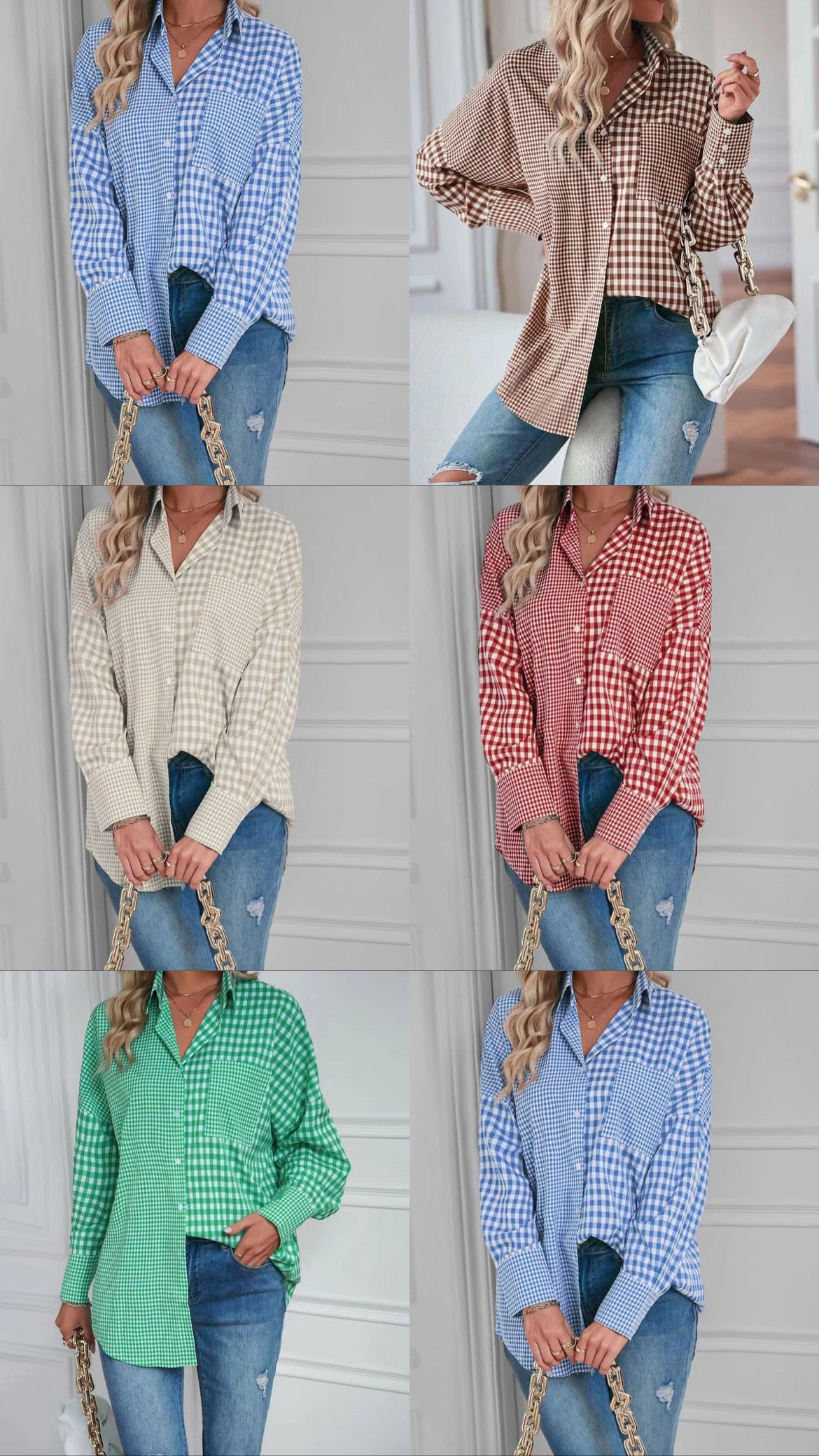 Plaid button up top **Multiple colors