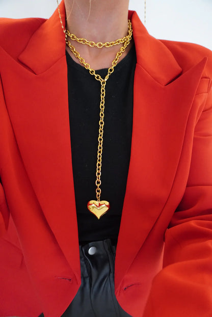 XL WRAP AROUND HEART NECKLACE- Gold