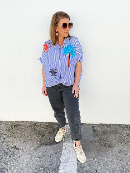 Ericka Top- Dark Blue