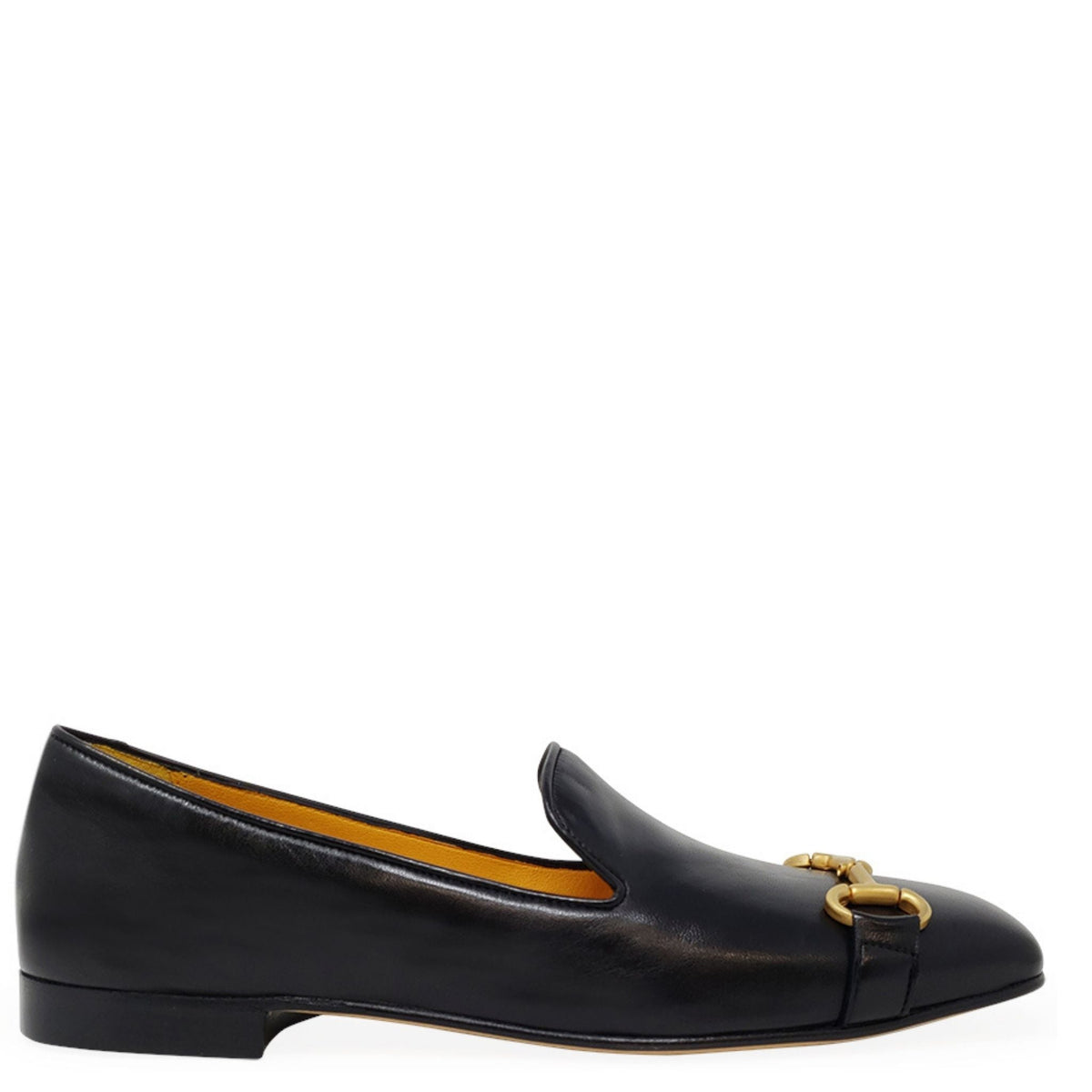 Black Leather Square Toe Loafer