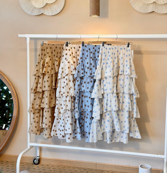 Suzie Skirt (Cream & Baby Blue)