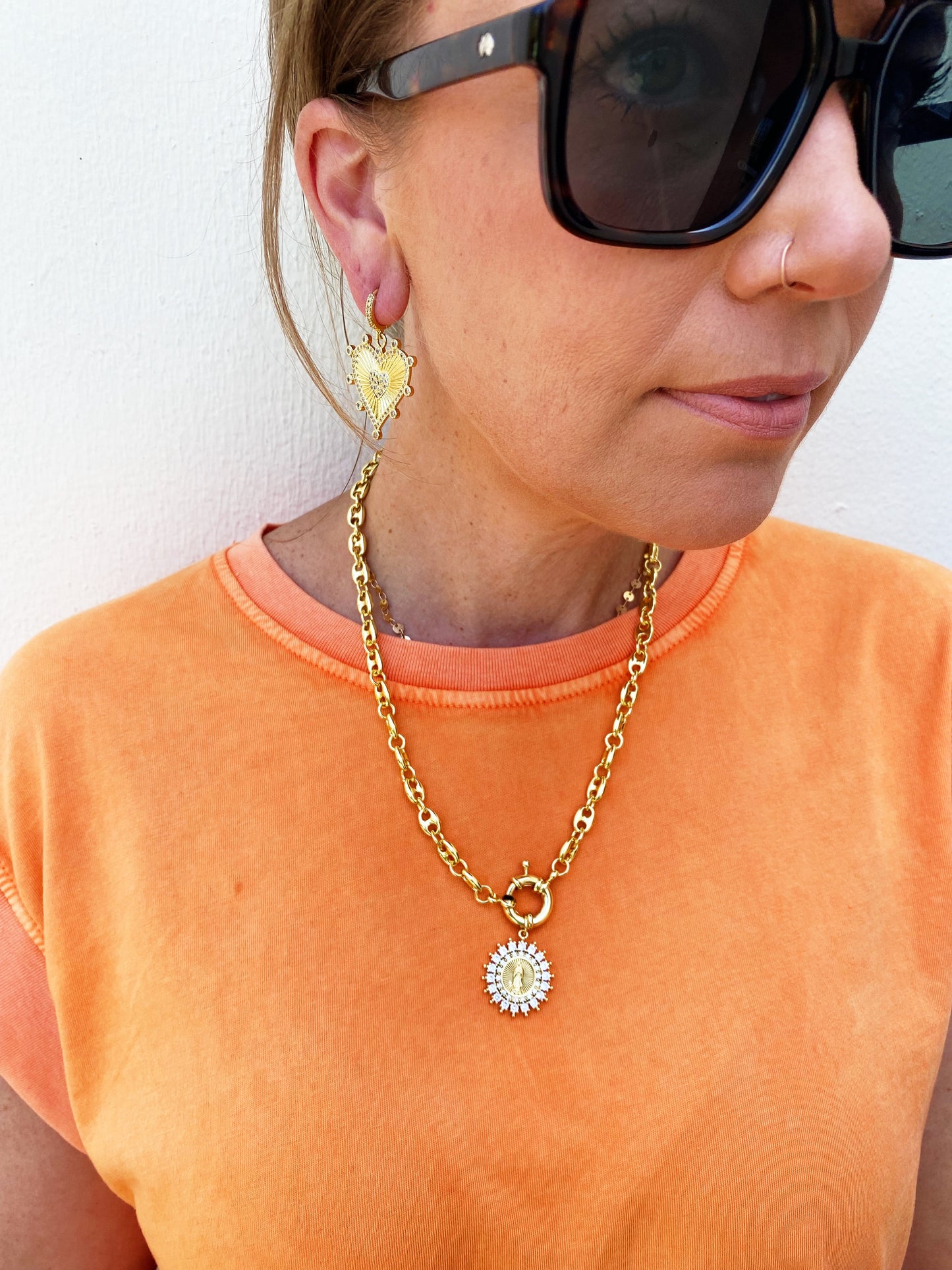 Cyrus Statement Heart Earrings