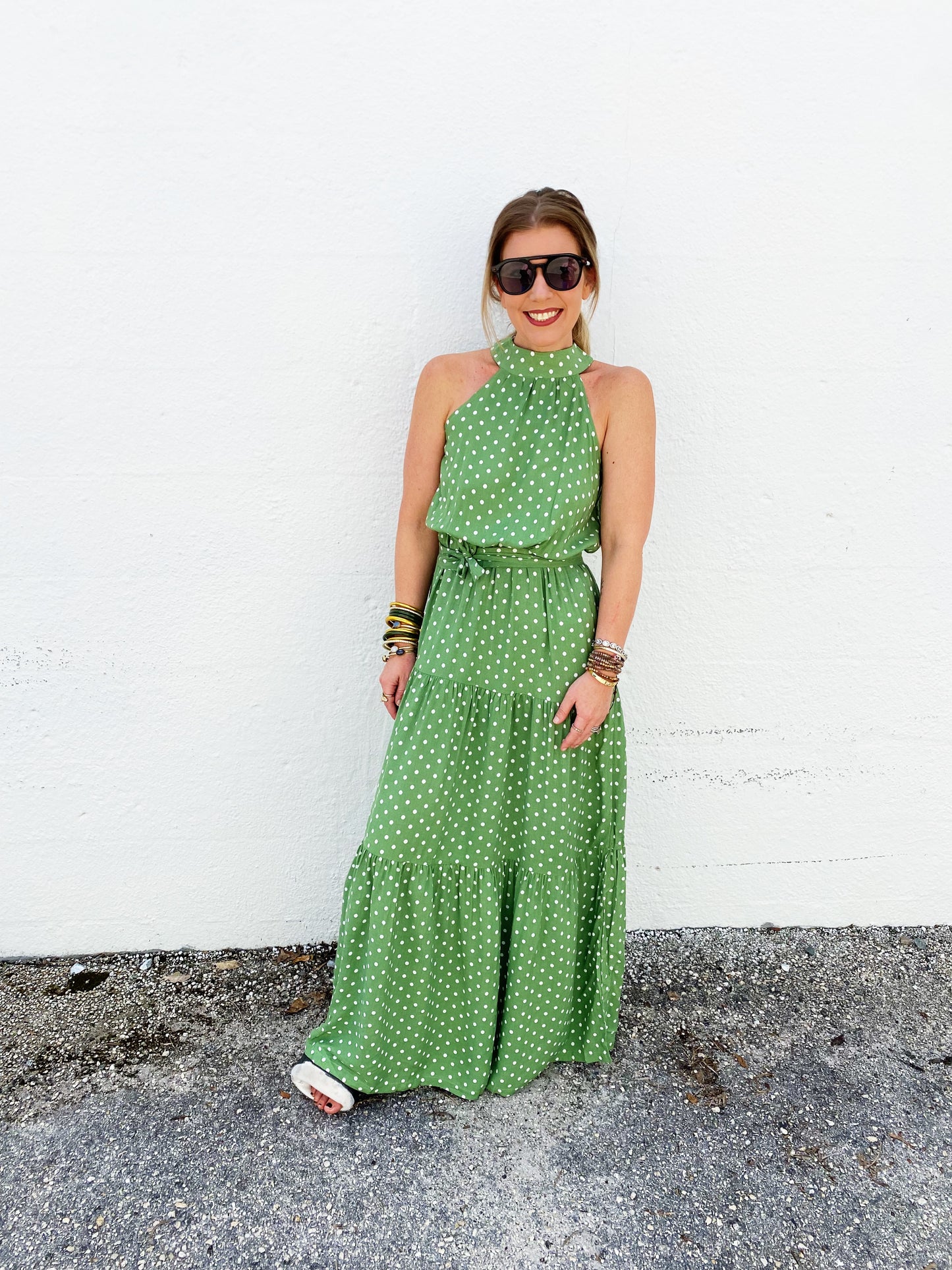 Womens Polka Dot Maxi Dress