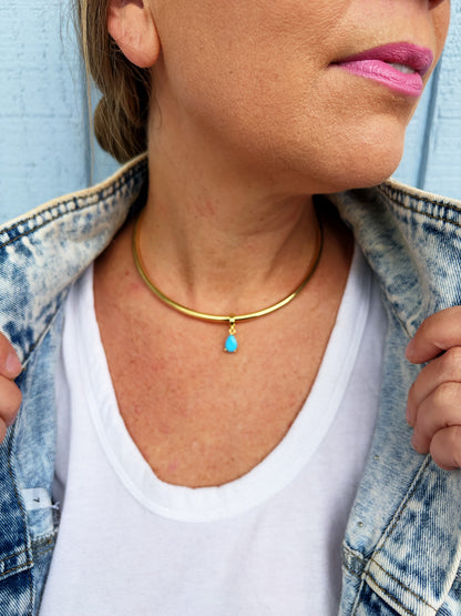 Cuff Necklace Turq Tear Drop