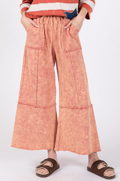 Mineral Washed Terry Wide Leg Pants