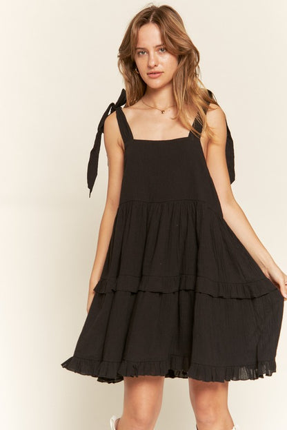 Square neck ruffle dress in plus sizes