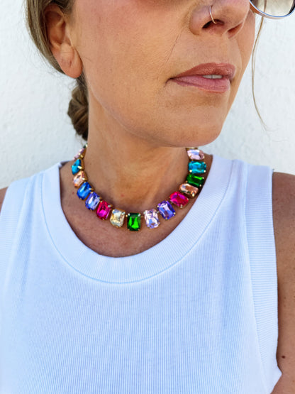 Banks Colorful Emerald Cut Necklace