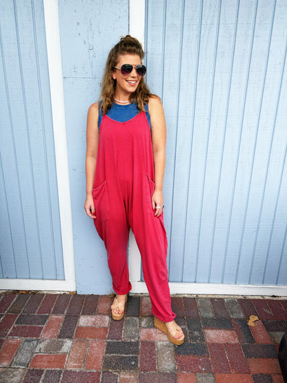 Mineral Wash Spaghetti Strap Jumpsuit