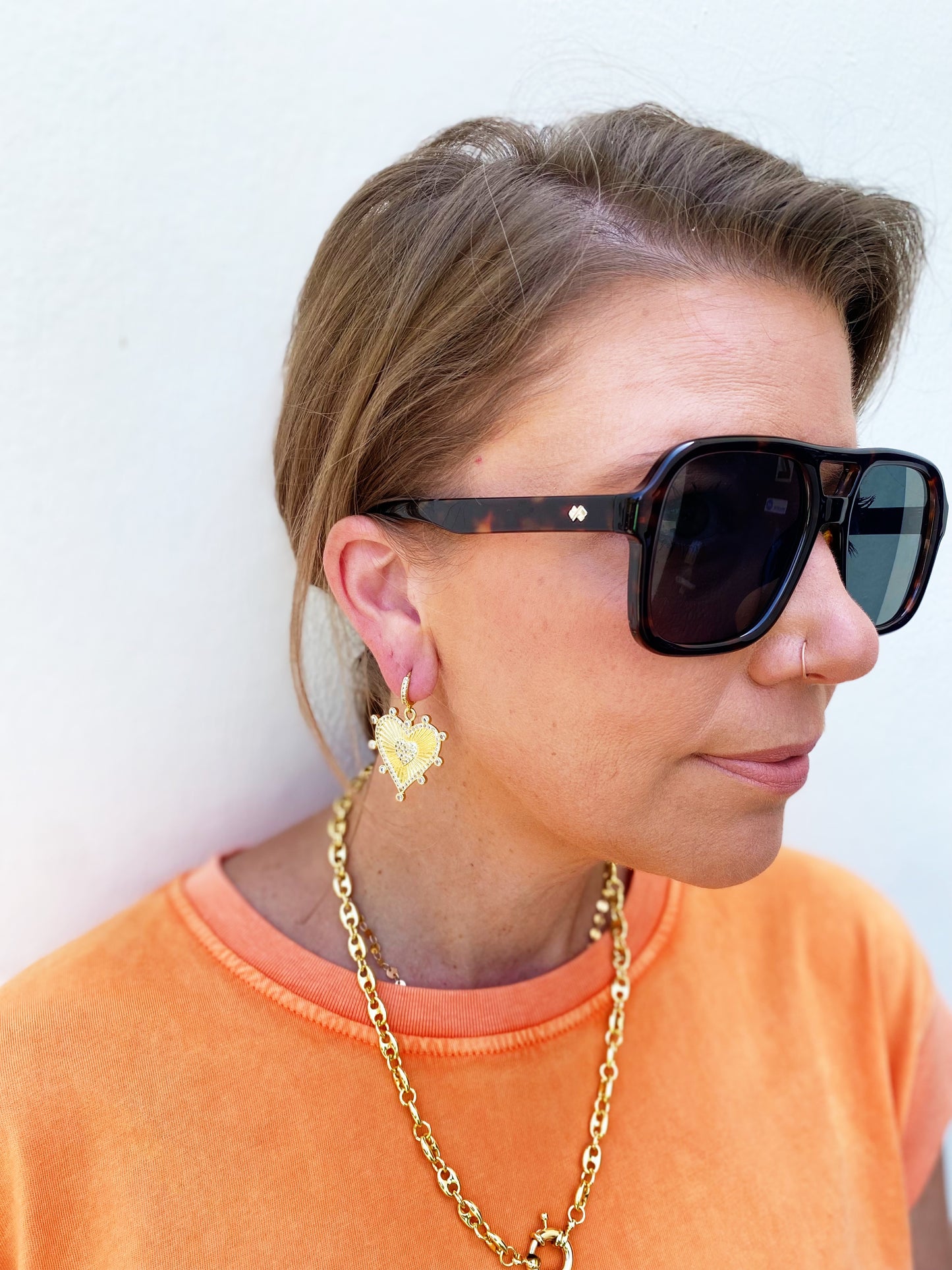 Cyrus Statement Heart Earrings
