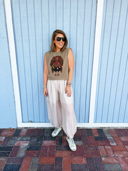 Sheer Pants w/ Built in shorts SAND (and belt)