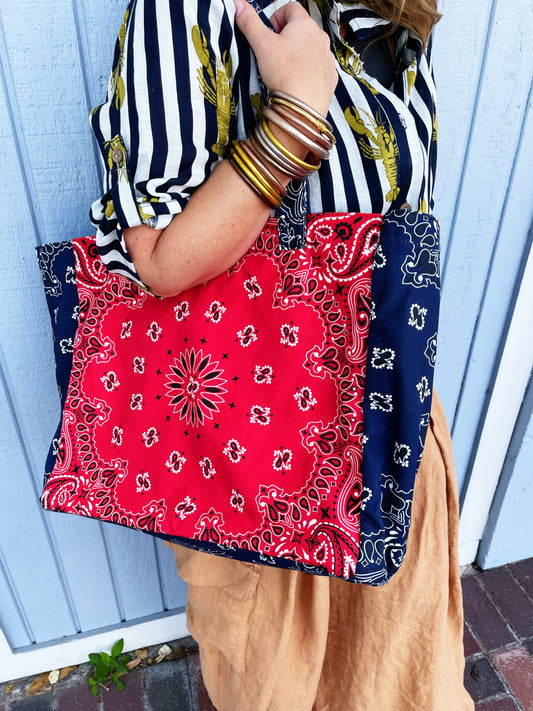 Bailey Bandana Tote Red/Navy