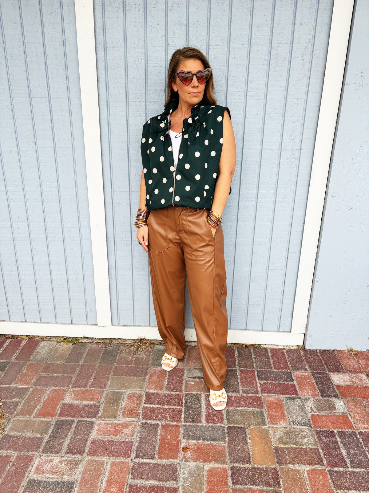 Polly Polka Dot Vest - Green
