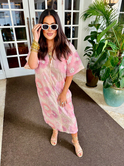 She She Sequin Midi Dress - Blush