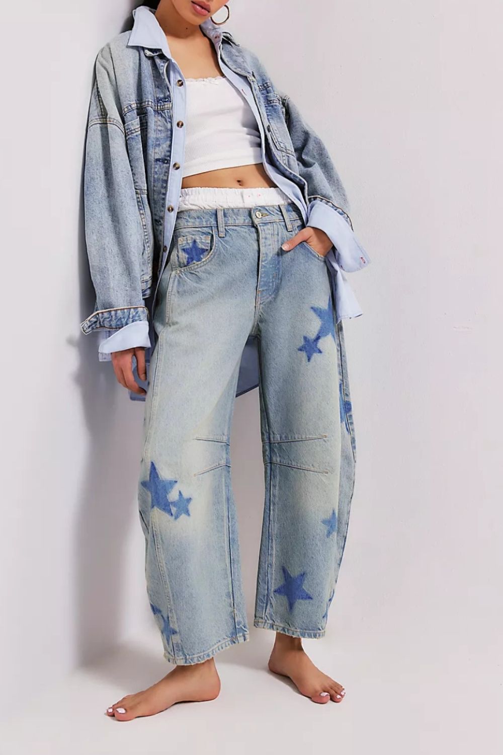 Contrast Star Wide Leg Jeans PREORDER