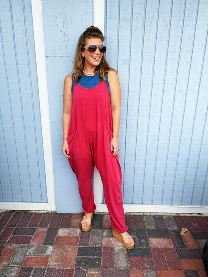 Mineral Wash Spaghetti Strap Jumpsuit