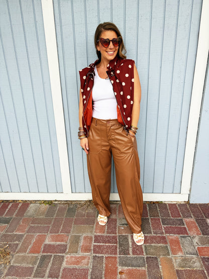 Polly Polka Dot Vest - Burgandy