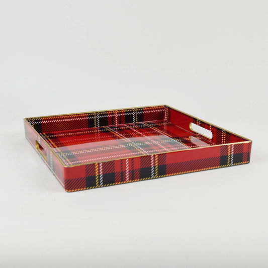 Red Plaid 13"x13" Square Tray