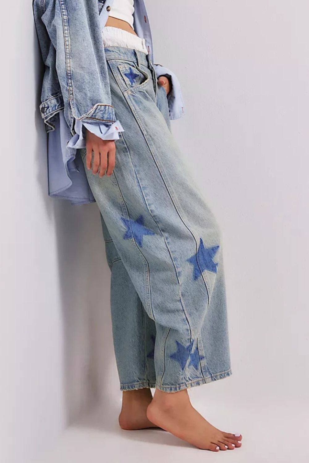 Contrast Star Wide Leg Jeans PREORDER