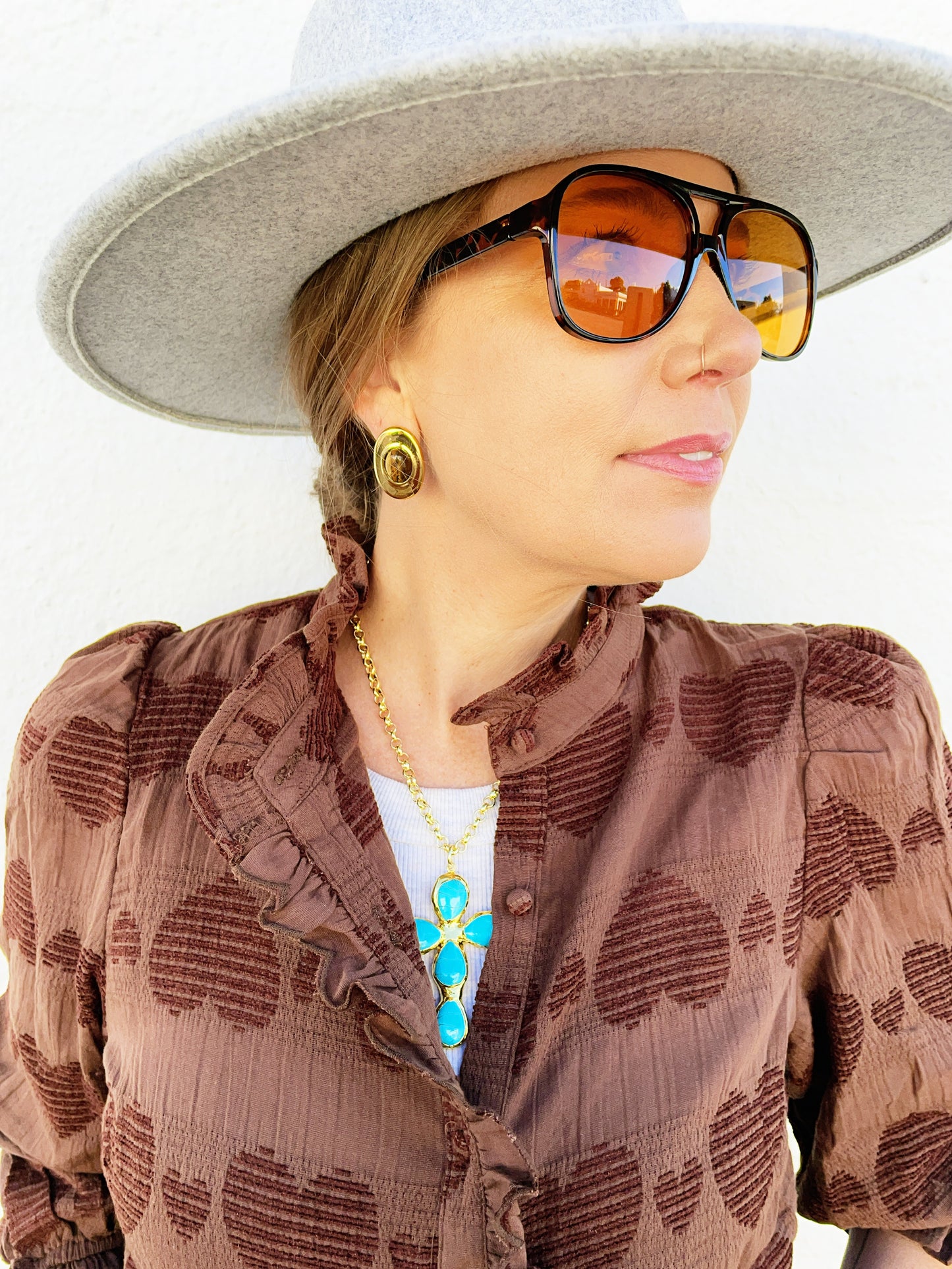 Jenny Heart Jacquard Ruffle Trim Shirt