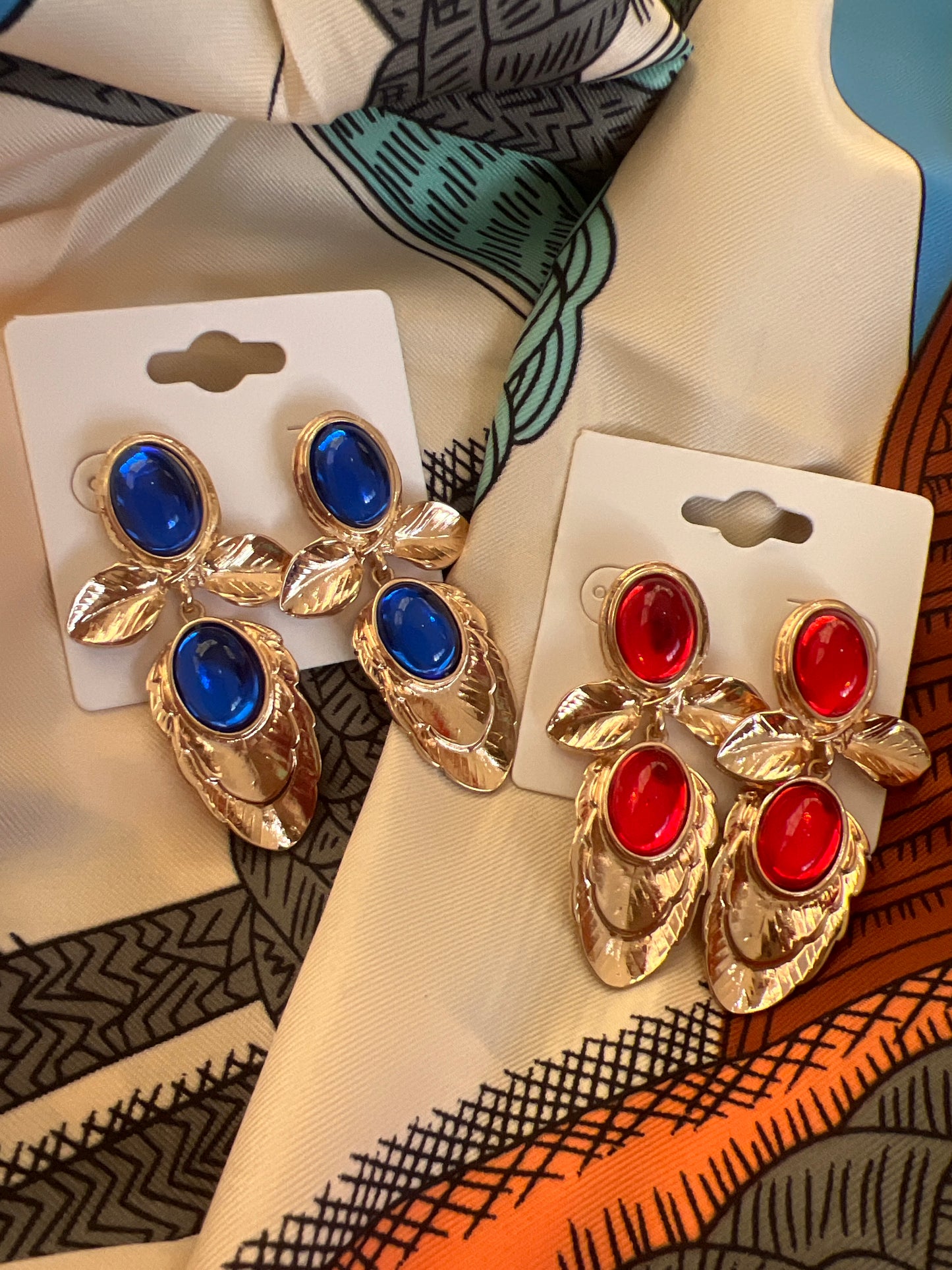 Cora Earrings available in red and blue