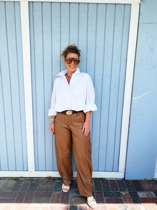 Barrel Vegan Leather Pants