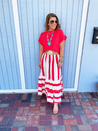 Alice Tee in Red with Studs