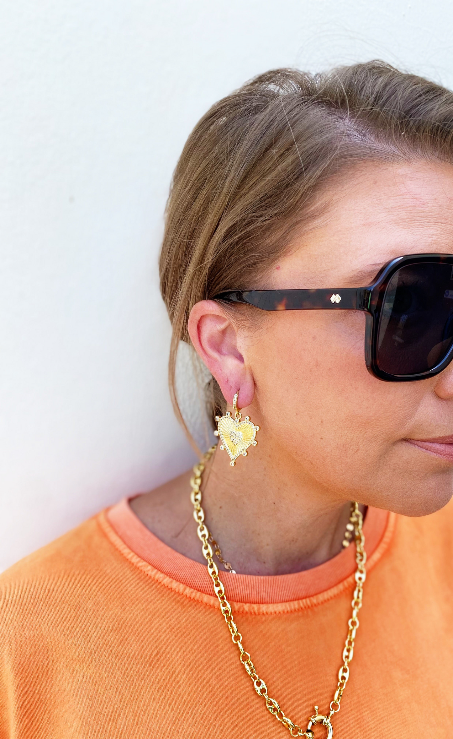 Cyrus Statement Heart Earrings